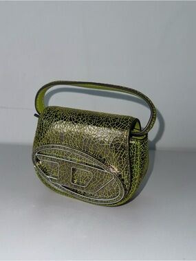 Diesel - 1DR XS leather crossbody bag - Green Cracked-Patent